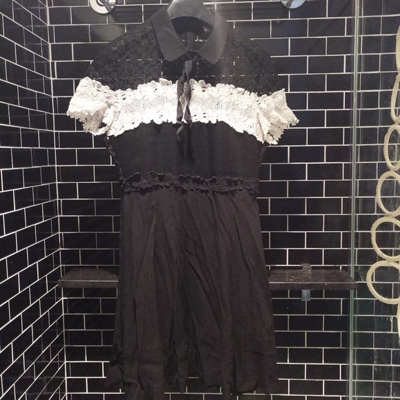 Sandro Radia Black & White Lace Dress Size 2/M - Picture 5 of 8